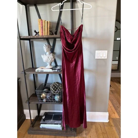 retrofete Keaton Silk Strapless Dress Cabernet Womens Size XS